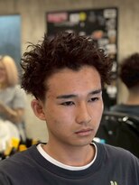 ビンゴ(BINGO) 2508黒髪アッシュブラックアップバングツイストスパイラルパーマ