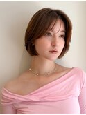 ミニボブ　ショートボブ　フレンチバング　顔まわりレイヤー