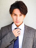 七三オールバック　ツイストパーマ　ビジネス　かき上げヘア