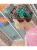ライムグリーン＊インナーカラー＊ミニボブアレンジ