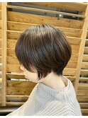 大人可愛い20代30代40代黒髪前下がりショートボブ丸みショート◎