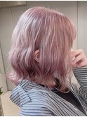 オルチャンヘア/ペールピンク/顔周りカット/くびれミディ