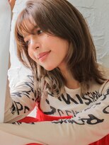 リーフ 王寺店(LEAF≠)&nbsp;くびレイヤーエモージュインナーグレージュ前髪ピンクベージュ