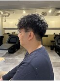 【soy-kufu】MEN'S HAIRアッシュブラックマッシュパーマ