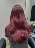 チャンモリパーマ/ミディアムレイヤーカット/バーガンディ