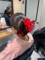 モーラ 鳳店(MOLLA)&nbsp;和装　ヘアセット　リボン　赤　成人式ヘア