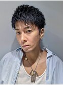 大人黒髪短髪ハーフアップバングツーブロック刈り上げショート