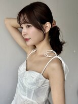 エインアンリー 明治神宮前(AIN.ANLY.)&nbsp;アプリコットオレンジベージュシースルーぱっつん前髪