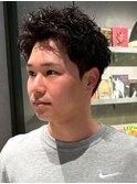 アップバング ニュアンスパーマ ショートヘア メンズショート