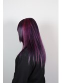 ピンクメッシュ＆ダークパープルヘアカラー