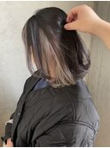 レイヤーボブ インナーカラー シルバーグレージュ