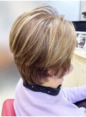 20代30代40代ハイライト大人3Dカラーハンサムショート小顔