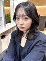 前髪あり髪質改善姫カットセミディカールシアーカラー縮毛矯正