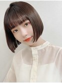 オリーブベージュ/髪質改善/縮毛矯正/カラー/ボブ/前髪/横浜
