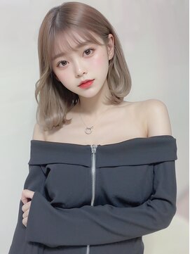 オリジンズヘアーセカンド 守谷店(Origins hair 2nd) 前下がりボブ×白髪ぼかしベージュ系カラー×BYKARTE TR