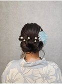 ヘアセット 浴衣×大人かわいいお団子ヘア シニヨン/着付け#2