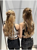 ハーフアップお団子ヘア/夏のヘアアレンジ
