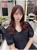 くびれ巻きレイヤーカット☆チェリーブラウン髪質改善☆韓国新宿