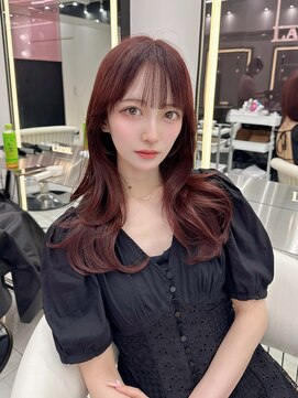 ラルム 新宿(LARME SHINJUKU) くびれ巻きレイヤーカット☆チェリーブラウン髪質改善☆韓国新宿