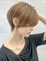 ロンドシエル 横浜(Lond ciel)&nbsp;ミニウルフチェリーブラウンブリーチなしショートボブ前髪/横浜