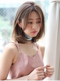 小顔大人可愛いセンターパート内巻き美髪艶髪ハイトーン長めボブ
