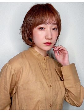 カバーヘアアンドスパ ブリス 浦和(COVER HAIR&SPA bliss) ブリーチ無/オレンジブラウン/ショートボブ透明感カラーp浦和