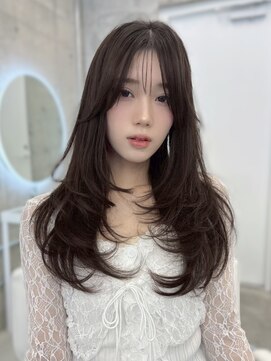 フォンズ(FONS) 透明感ショコラグレージュ/ロングレイヤー/ワンカール/顔周り