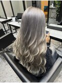 ダブルカラーケアブリーチグレージュバレイヤージュハイライト