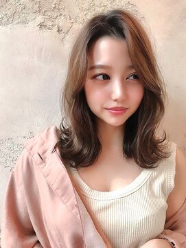 ロンドローズ 名古屋(Lond damaskRose) かきあげバング×ミディアムヘア