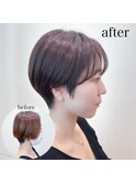 ベリーショートボリューム感UPシースルー前髪大人かわいい