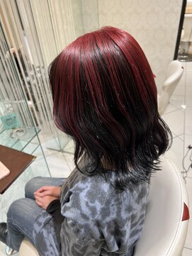 アース 新越谷店(HAIR&MAKE EARTH) 越谷 ハイトーン アンブレラカラー ワインレッド×ブラック