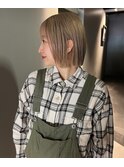 切りっぱなしタッセルボブ×ミルクティーベージュ