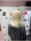ホワイトブロンド  艶髪  ハイトーン