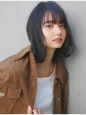 こなれニュアンスパーマボブ×アッシュブラックネイビーグレー