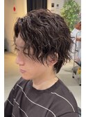 センターパートツイストスパイラルツーブロック波巻スパイラル