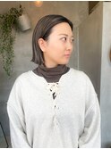 ミニボブ切りっぱなしボブハイライトローライトぱつっと外国人風