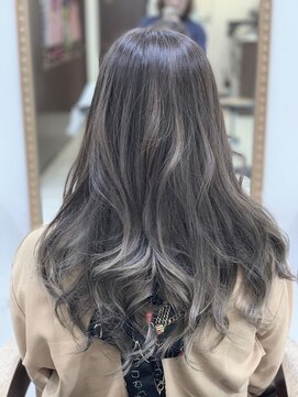 ヘア リボン(HAIR Re:BORN) シルバー グレーグラデーション