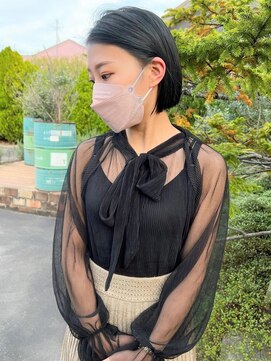 ラパンセ ブルー(LA PENSEE BLEU) 【LA PENSEE】ミニボブ　切りっぱなし　ブルーブラック