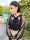 【LA PENSEE】ミニボブ 切りっぱなし ブルーブラック