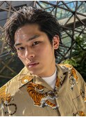 ○メンズマッシュパーマウルフ波巻きハイライトスパイラル2