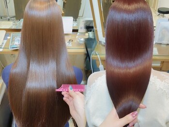 ネオリーブ アンド 渋谷店(Neolive &)の写真/徹底的にダメージを抑えた縮毛矯正,髪質改善で艶髪へ☆韓国風顔周りに重要な部分矯正もOK！[渋谷/学割U24]