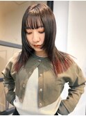姫カットレイヤー 裾カラー エンドカラー オレンジ ケアブリーチ