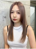 ブリーチなしダブルカラーピンクベージュミディアムボブ20代30代