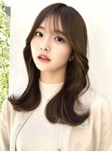 20代30代40代◎前髪パーマ韓国風巻きくすみベージュお団子ヘア