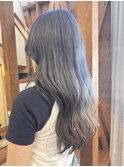 グラデーションダブルカラーブリーチブルーアッシュブラウン