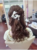 裏編みアレンジハーフアップ