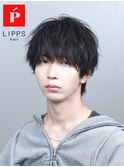 ソフトツイストシャープパーマツーブロックマッシュウルフ黒髪