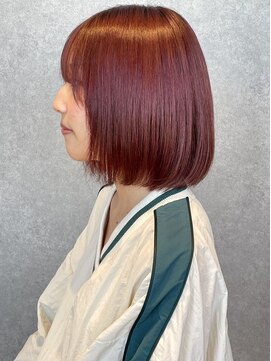 スリーランド(THREELAND) <66>レッドカラー／髪質改善・切りっぱなし・ボブ・ブリーチも◎