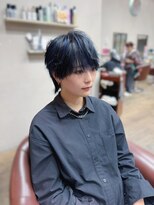 ハピネス 王寺店(Happiness)&nbsp;マレットウルフ メンズライク マッシュウルフ ブルーブラック