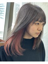 ヘアーサロン 6(hair salon) ダークグレー×インナーピンクオレンジ